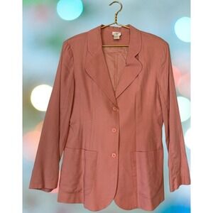 Vintage Fashion Options Women's Size 12 Pink Rayon Blazer Business Casual Jacket